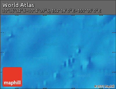 Physical Map of the Area around 31° 20' 36" S, 154° 46' 30" E