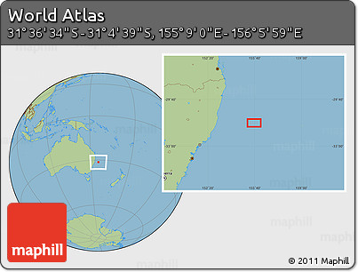 Savanna Style Location Map of the Area around 31° 20' 36" S, 155° 37' 30" E