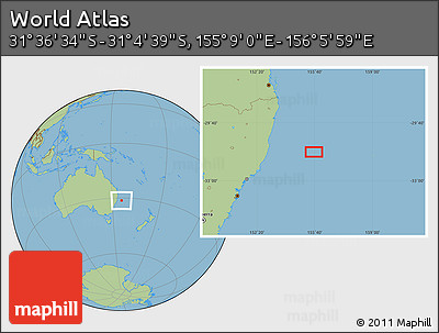 Savanna Style Location Map of the Area around 31° 20' 36" S, 155° 37' 30" E