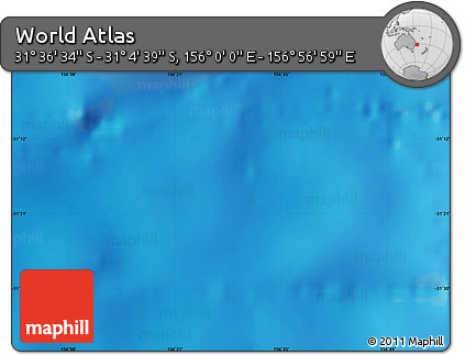 Physical Map of the Area around 31° 20' 36" S, 156° 28' 29" E