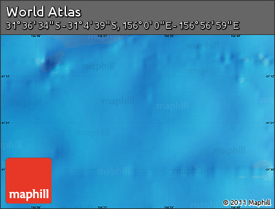 Physical Map of the Area around 31° 20' 36" S, 156° 28' 29" E