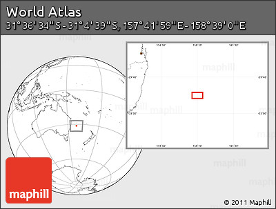 Blank Location Map of the Area around 31° 20' 36" S, 158° 10' 30" E