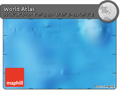 Physical Map of the Area around 31° 20' 36" S, 158° 10' 30" E