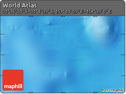 Physical Map of the Area around 31° 20' 36" S, 158° 10' 30" E