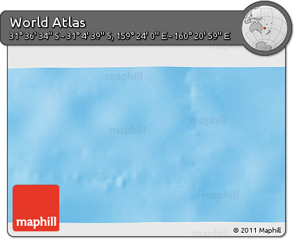 Shaded Relief 3D Map of the Area around 31° 20' 36" S, 159° 52' 30" E