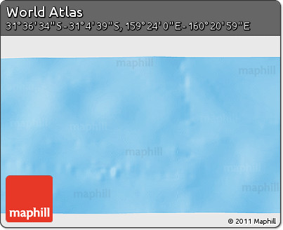 Shaded Relief 3D Map of the Area around 31° 20' 36" S, 159° 52' 30" E