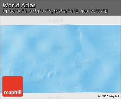 Shaded Relief 3D Map of the Area around 31° 20' 36" S, 159° 52' 30" E