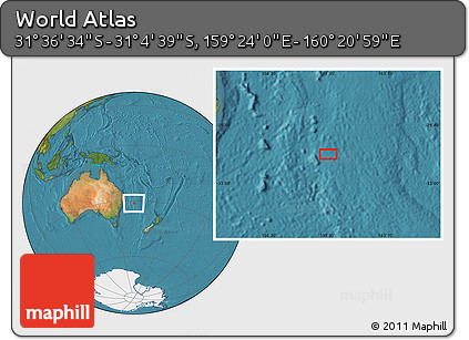 Satellite Location Map of the Area around 31° 20' 36" S, 159° 52' 30" E