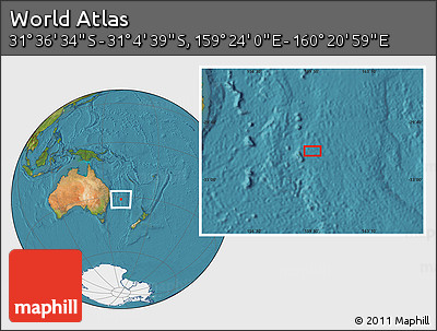 Satellite Location Map of the Area around 31° 20' 36" S, 159° 52' 30" E