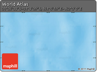 Physical Map of the Area around 31° 20' 36" S, 161° 34' 29" E