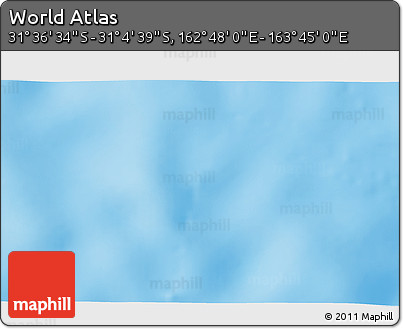 Shaded Relief 3D Map of the Area around 31° 20' 36" S, 163° 16' 30" E