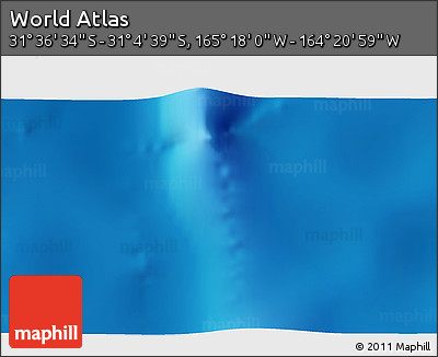 Physical 3D Map of the Area around 31° 20' 36" S, 164° 49' 29" W