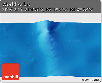 Physical 3D Map of the Area around 31° 20' 36" S, 164° 49' 29" W
