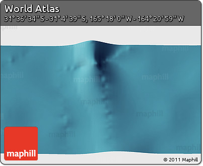 Satellite 3D Map of the Area around 31° 20' 36" S, 164° 49' 29" W
