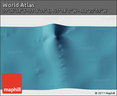 Satellite 3D Map of the Area around 31° 20' 36" S, 164° 49' 29" W