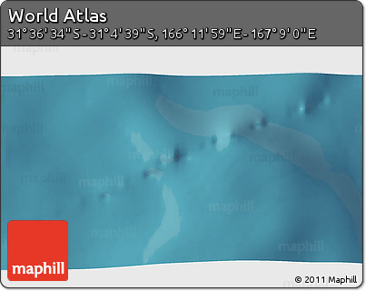 Satellite 3D Map of the Area around 31° 20' 36" S, 166° 40' 30" E