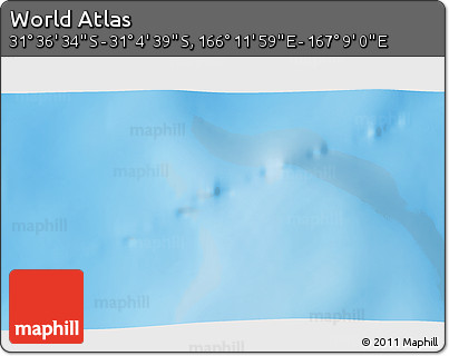 Shaded Relief 3D Map of the Area around 31° 20' 36" S, 166° 40' 30" E