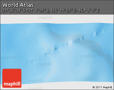 Shaded Relief 3D Map of the Area around 31° 20' 36" S, 166° 40' 30" E