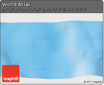 Shaded Relief 3D Map of the Area around 31° 20' 36" S, 167° 31' 30" E