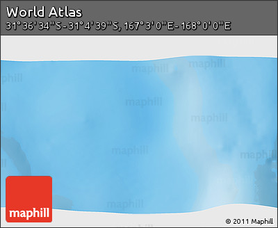 Shaded Relief 3D Map of the Area around 31° 20' 36" S, 167° 31' 30" E