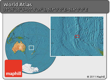 Satellite Location Map of the Area around 31° 20' 36" S, 167° 31' 30" E
