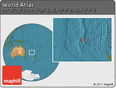Satellite Location Map of the Area around 31° 20' 36" S, 167° 31' 30" E