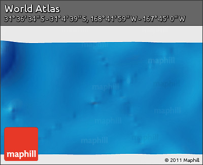 Physical 3D Map of the Area around 31° 20' 36" S, 168° 13' 29" W