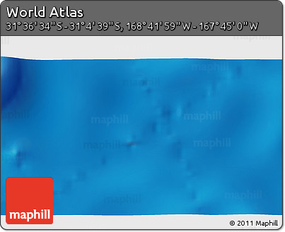 Physical 3D Map of the Area around 31° 20' 36" S, 168° 13' 29" W