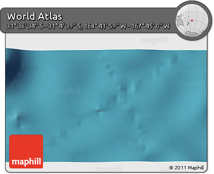 Satellite 3D Map of the Area around 31° 20' 36" S, 168° 13' 29" W