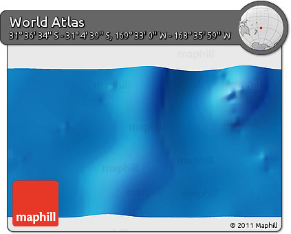 Physical 3D Map of the Area around 31° 20' 36" S, 169° 4' 29" W