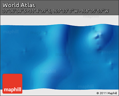 Physical 3D Map of the Area around 31° 20' 36" S, 169° 4' 29" W