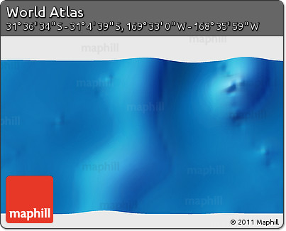 Physical 3D Map of the Area around 31° 20' 36" S, 169° 4' 29" W