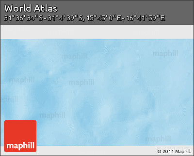 Shaded Relief 3D Map of the Area around 31° 20' 36" S, 16° 13' 30" E