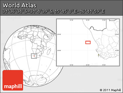 Blank Location Map of the Area around 31° 20' 36" S, 16° 13' 30" E