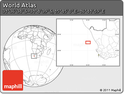 Blank Location Map of the Area around 31° 20' 36" S, 16° 13' 30" E