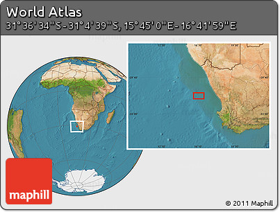 Satellite Location Map of the Area around 31° 20' 36" S, 16° 13' 30" E