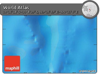 Physical Map of the Area around 31° 20' 36" S, 170° 4' 29" E