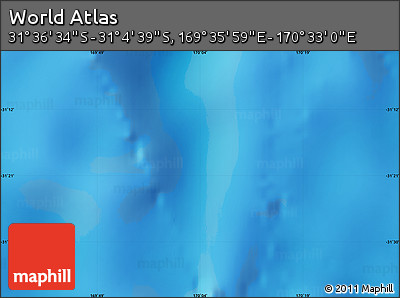 Physical Map of the Area around 31° 20' 36" S, 170° 4' 29" E