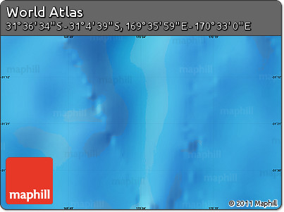Physical Map of the Area around 31° 20' 36" S, 170° 4' 29" E