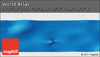 Physical Panoramic Map of the Area around 31° 20' 36" S, 170° 46' 30" W