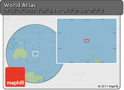 Savanna Style Location Map of the Area around 31° 20' 36" S, 171° 46' 30" E