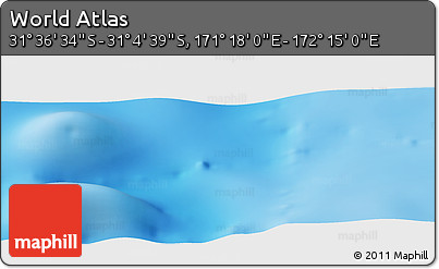 Physical Panoramic Map of the Area around 31° 20' 36" S, 171° 46' 30" E
