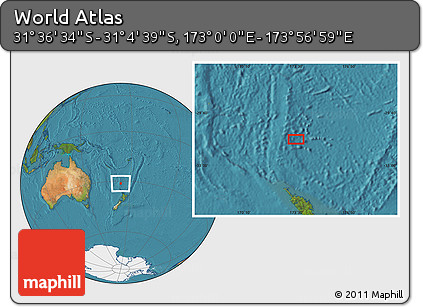 Satellite Location Map of the Area around 31° 20' 36" S, 173° 28' 29" E