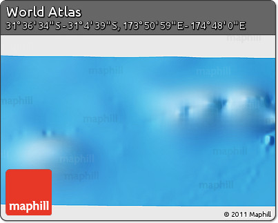 Physical 3D Map of the Area around 31° 20' 36" S, 174° 19' 29" E