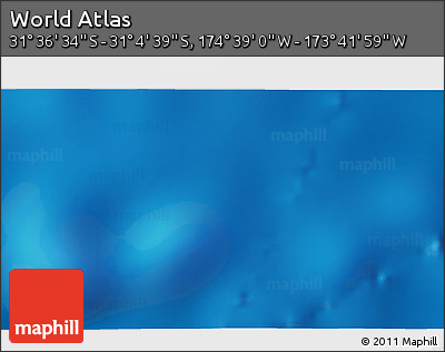 Physical 3D Map of the Area around 31° 20' 36" S, 174° 10' 30" W