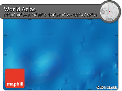 Shaded Relief Map of the Area around 31° 20' 36" S, 174° 10' 30" W