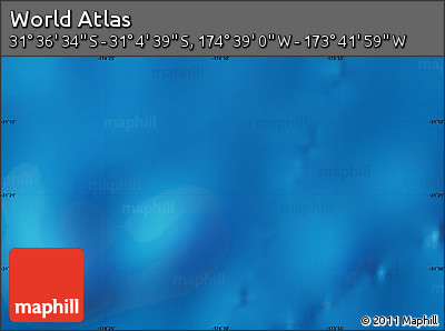Shaded Relief Map of the Area around 31° 20' 36" S, 174° 10' 30" W