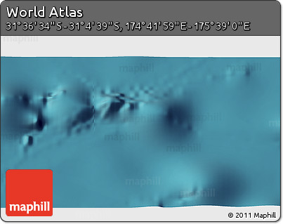Satellite 3D Map of the Area around 31° 20' 36" S, 175° 10' 30" E
