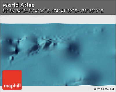Satellite 3D Map of the Area around 31° 20' 36" S, 175° 10' 30" E