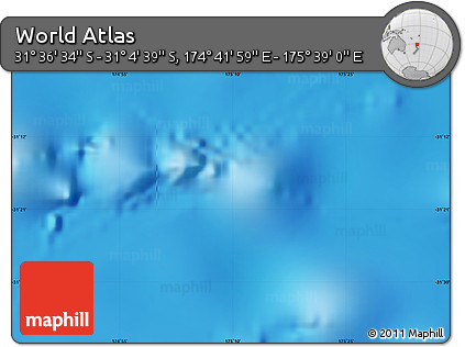 Physical Map of the Area around 31° 20' 36" S, 175° 10' 30" E